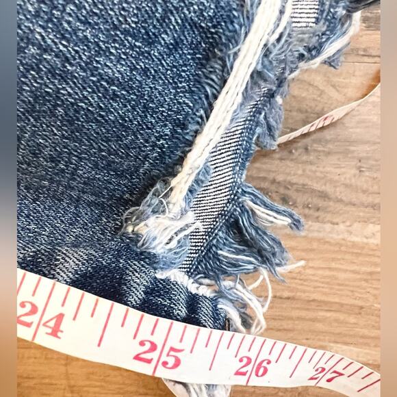 Acne studios 28 kick flare high rise distressed raw hem blue jeans fall - Picture 9 of 10